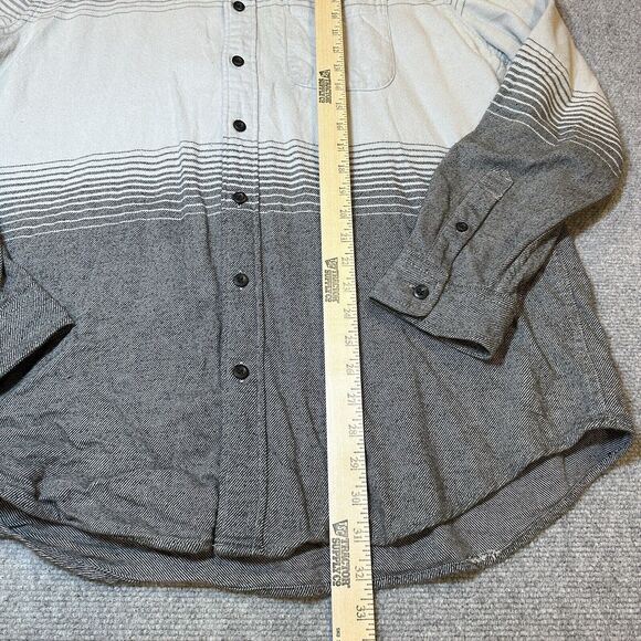 American Eagle Men’s Flannel Grey/White Button Down Long Sleeve Serape XL Tall - Picture 5 of 11